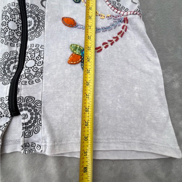 Ark Imports Boho Hippie Embroidered Full Zip Hooded Tunic Sweater Hoodie - Picture 11 of 13